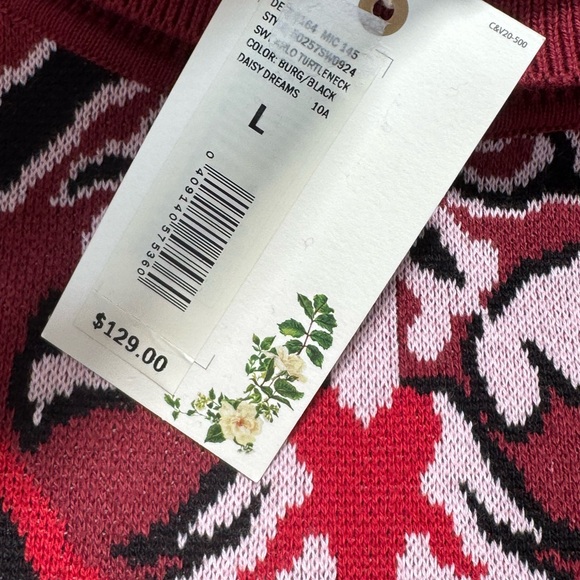 NWT Chelsea & Violet Arlo Fair Isle Knit Turtleneck Sweater Women’s Cropped Sz L - Picture 7 of 9